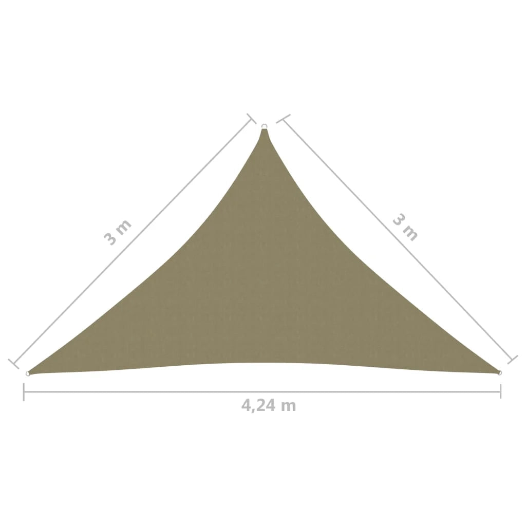 Vela ombreggiante triangolare in tessuto Oxford 3 x 3 x 4,24 m beige 02_0009827