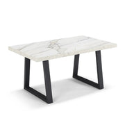 Tavolo da pranzo allungabile Marmo di Carrara 145x85 MADE IN ITALY modello GOYA fino a 195 CM per sala da pranzo, cucina e soggiorno, design moderno con top in melaminico