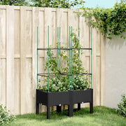 Fioriera da giardino con traliccio-Vaso da Esterno-Vaso con Griglia Nera 80x40x142,5 cm in PP
