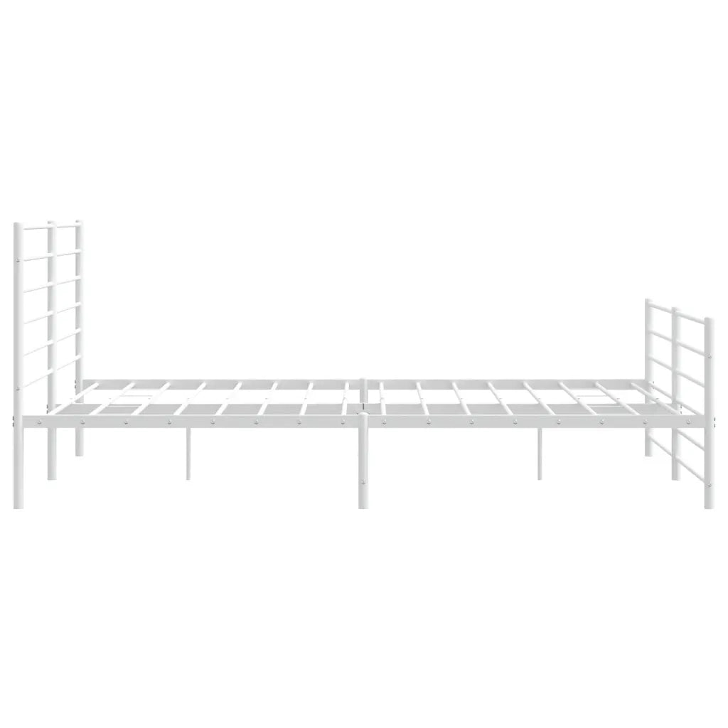Giroletto con Testiera e Pediera-Struttura Letto Metallo Bianco 200x200 cm 203560