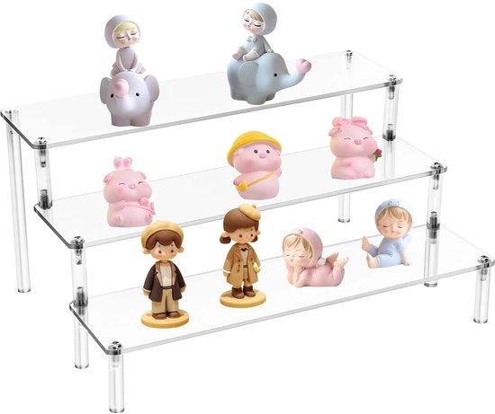 Display stand per Amiibo Funko Pops, modello da tavolo in acrilato trasparente per smalti, spezie, cosmetici, attrezzi per hobby, display per gioielli, buffet per cupcake e modelli per dessert.