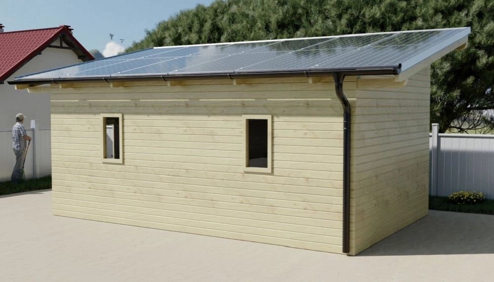 Casetta a Pannelli 120x120 abete THT con impianto fotovoltaico Wattoit 6kW