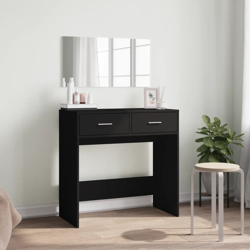 Toeletta con Specchio-Tavolo da Vanit¨¤ Nero 80x39x80 cm
