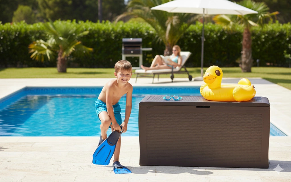 Baule Cassapanca da Esterno 116,4x44,7x57 cm in Resina Keter Samoa Marrone