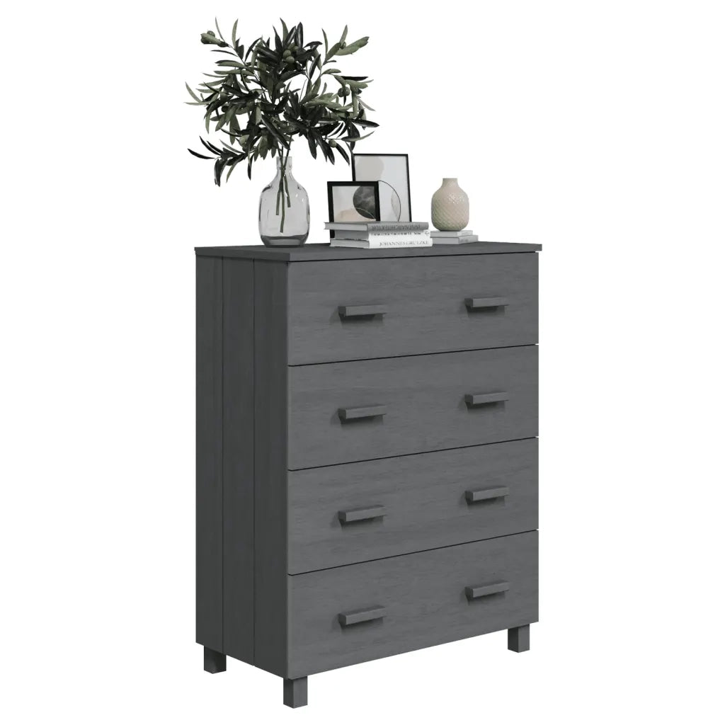 Credenza Grigio Scuro 79x40x103,5 cm in Legno Massello di Pino cod mxl 25103