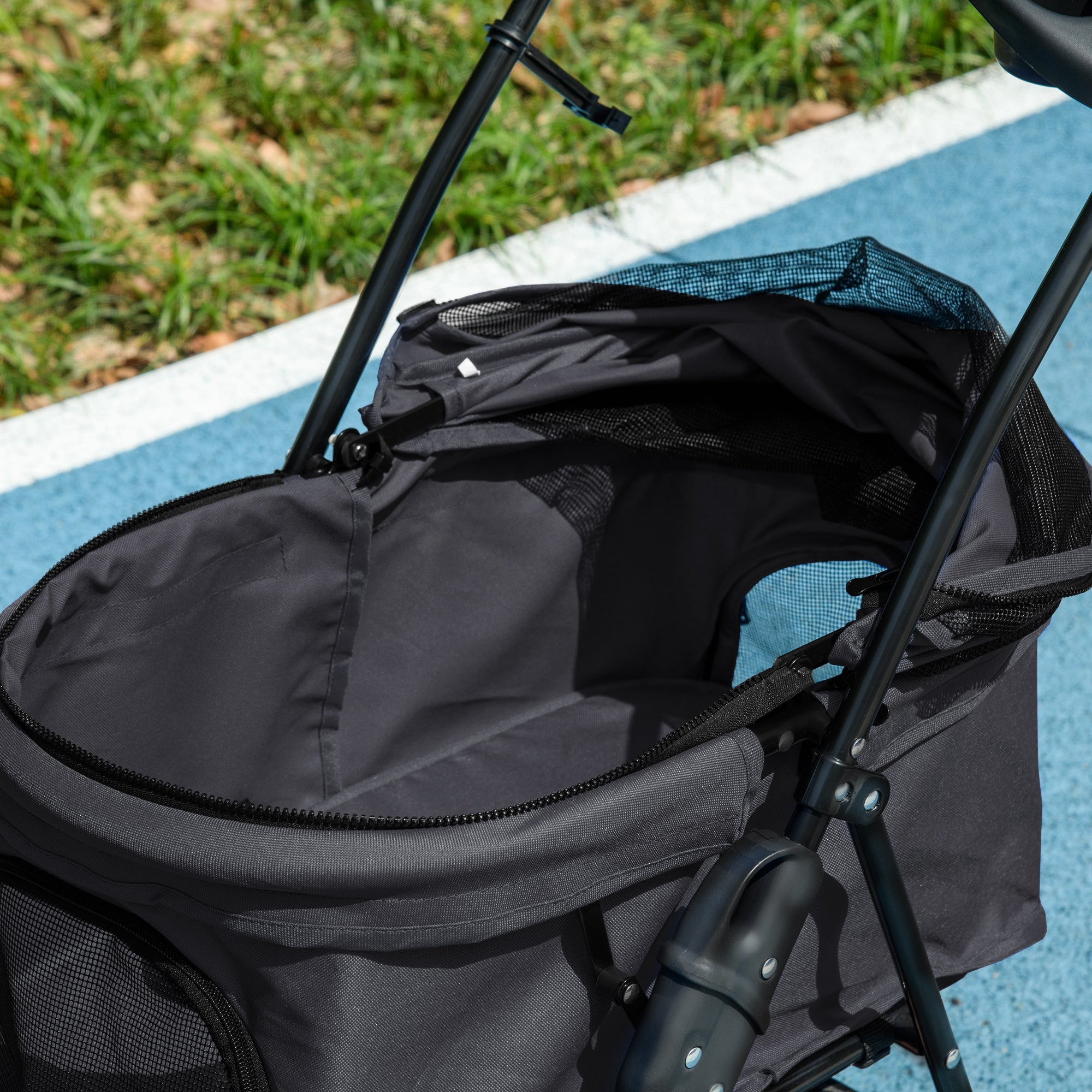 Passeggino per Cani Piccoli Pieghevole con Guinzaglio e Cestino Nero