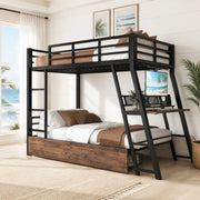 Letto a soppalco 90x200 cm con scrivania, LED e cassetti nero