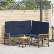 Set di Divani Recliner da Giardino Regolabile Grigio e Blu Navy 42026827