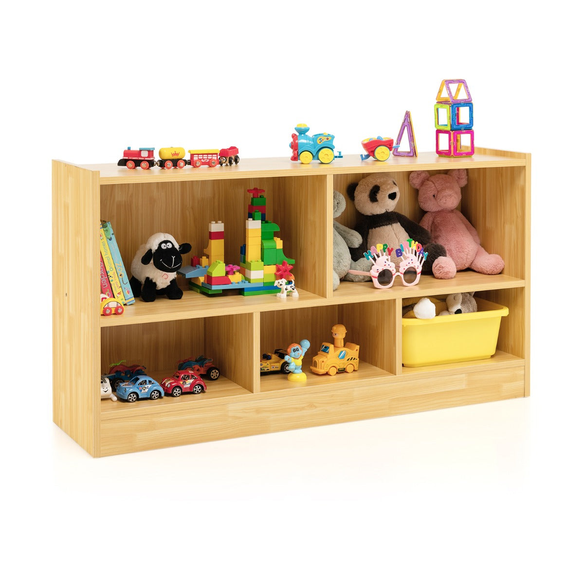 Libreria per bambini 111 x 30 x 615 cm con 5 ampi scomparti e piedini antiscivolo in legno beige 20_0010701
