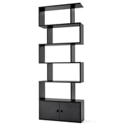 Libreria a scaletta 70 x 23 x 183 cm con mobile dal design geometrico moderno in legno nero 20_0010757