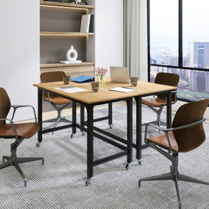 Scrivania per computer con ruote bloccabili borsa rimovibile e ganci per cuffie, Scrivania da ufficio per laptop Naturale-Scrivanie