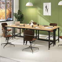 Scrivania per computer con ruote bloccabili borsa rimovibile e ganci per cuffie, Scrivania da ufficio per laptop Naturale-Scrivanie