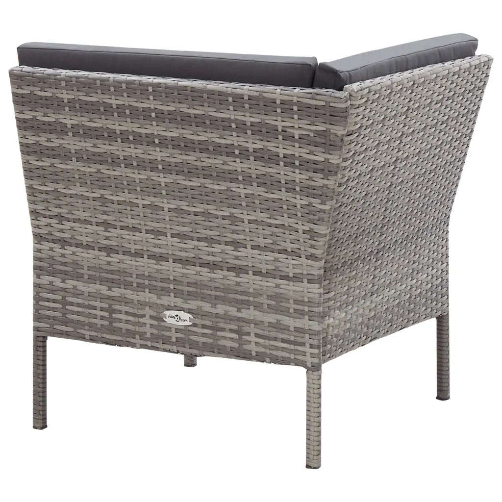 Set Divani da Giardino 3 pz con Cuscini in Polyrattan Grigio 48962