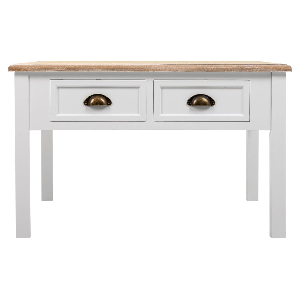 Tavolino daSalotto inLegnoBianco a 2Cassetti 80x80x50h