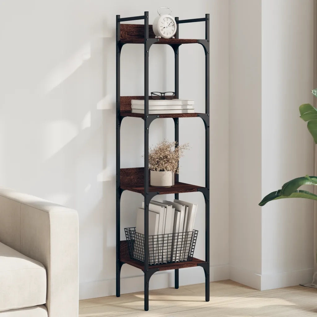 Libreria 4 Ripiani Rovere Marrone 35x30x138,5 Legno Multistratocod mxl 133811