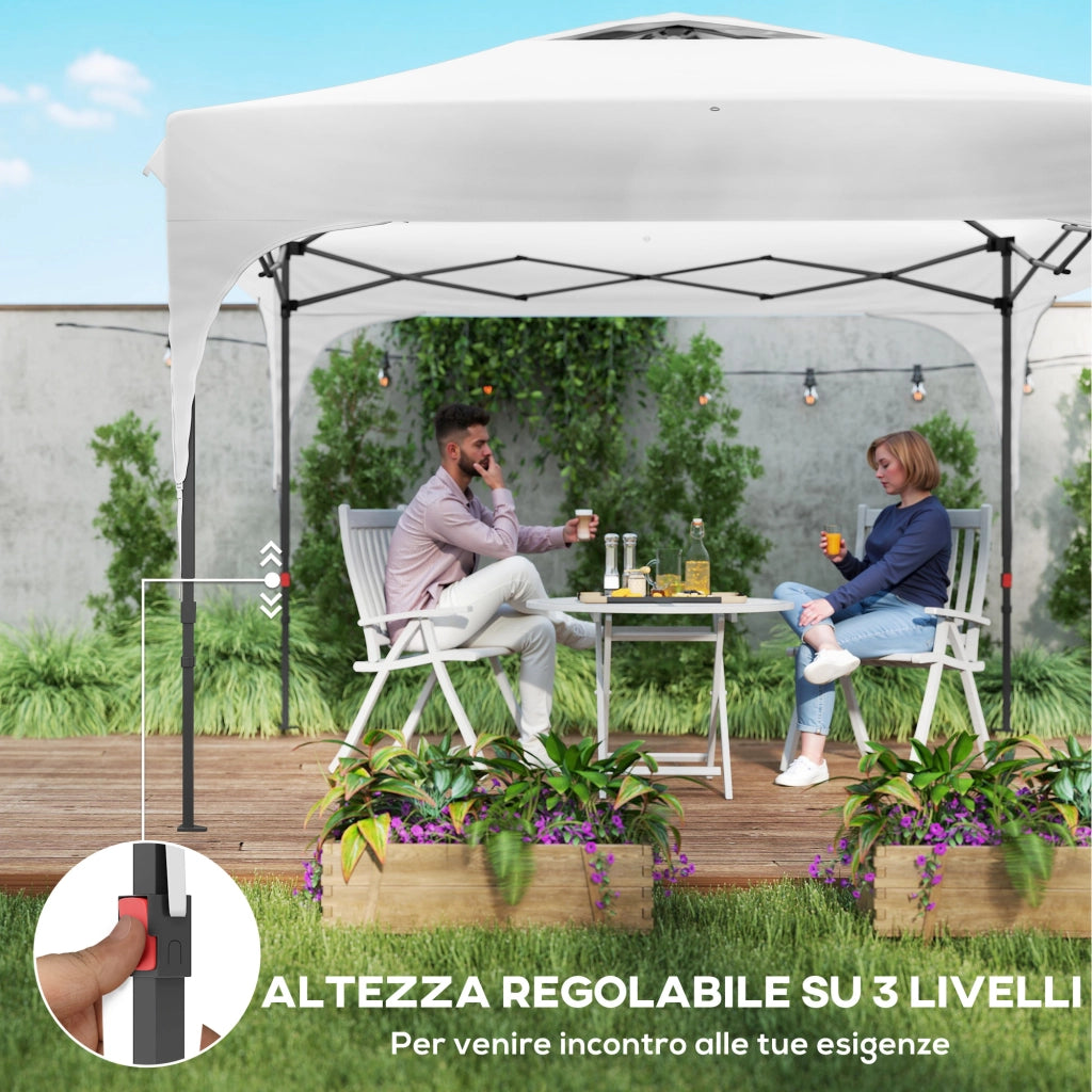 Gazebo da Giardino 3x3 m ¨C zephmum ¨C Poliestere Acciaio Bianco