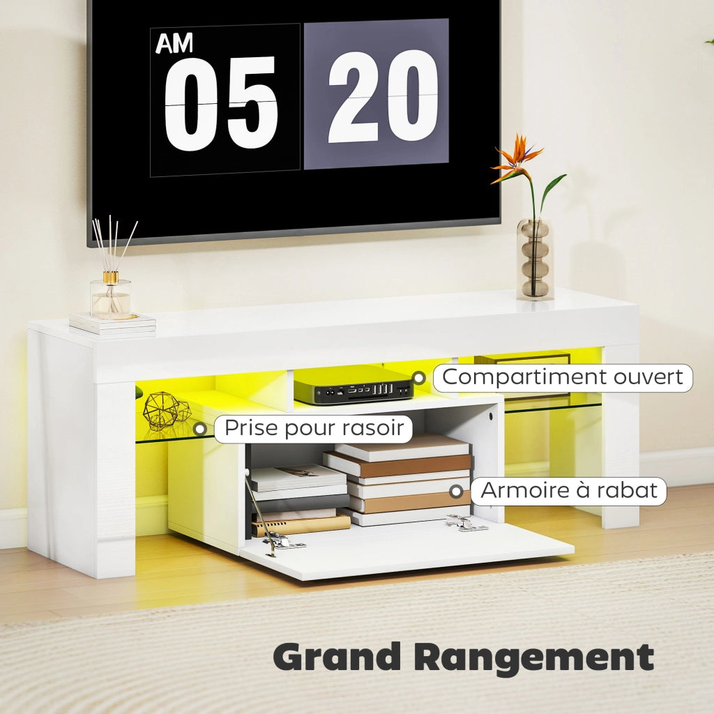 Mobile TV con illuminazione LED RGB ¨C Minimal ¨C Bianco 120x34x45cm