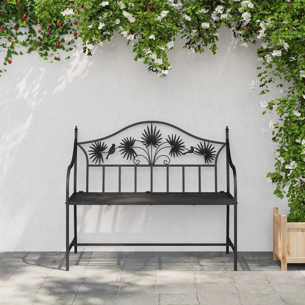 Panchina da Giardino | Panca da Giardino Nero 104 x 52,5 x 89 cm Acciaio