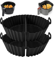 Forma in Silicone - 2 Pezzi - Resistente al Calore - Ciotola a Forma Rotonda per Airfryer - Riciclabile - Sicuro per l'Alimentazione