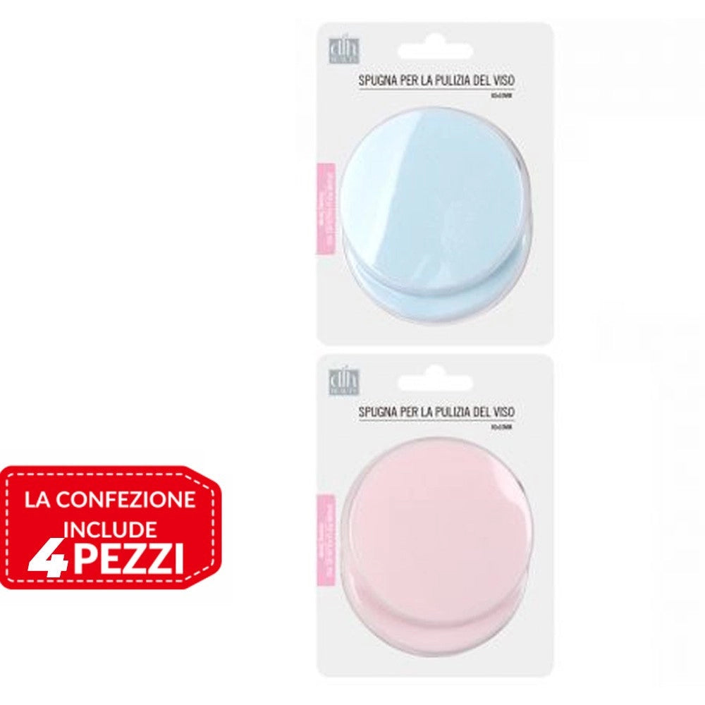 Trade Shop - 4pz Spugne Detergenti Per Pulizia Viso Make Up Dischetti Struccanti Morbidi 80mm -