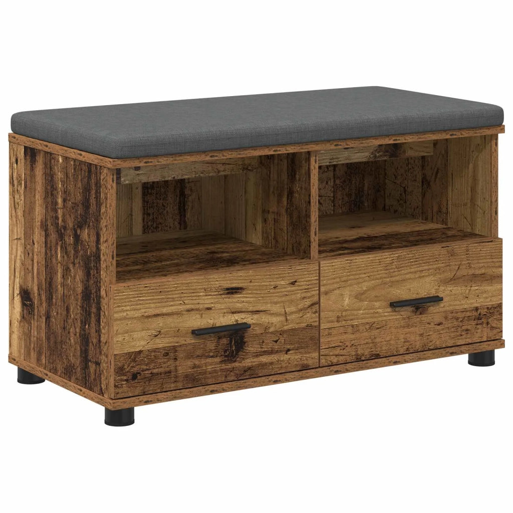 Panca per ingresso con cuscino-Sgabello-Panca da Corridoio Legno vecchio 80 x 38 x 46 cm 900872