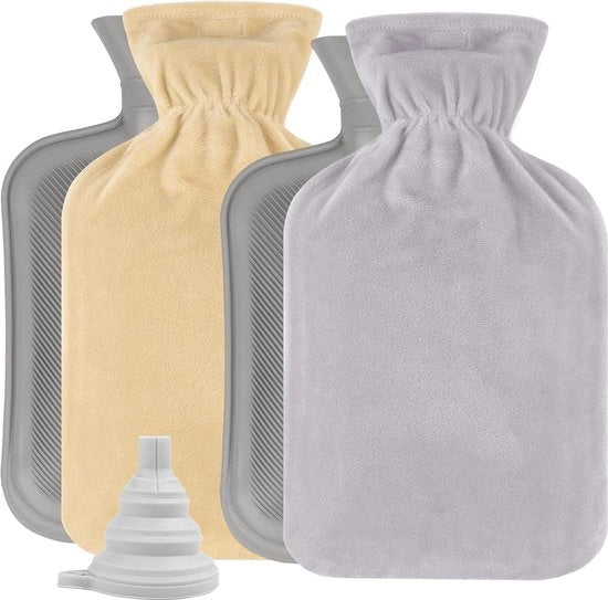 Sacca di acqua calda morbida 2 l grande per borse di acqua calda per mani - Sacca di acqua calda con chiusura a gomito - Pelle (4 pezzi)