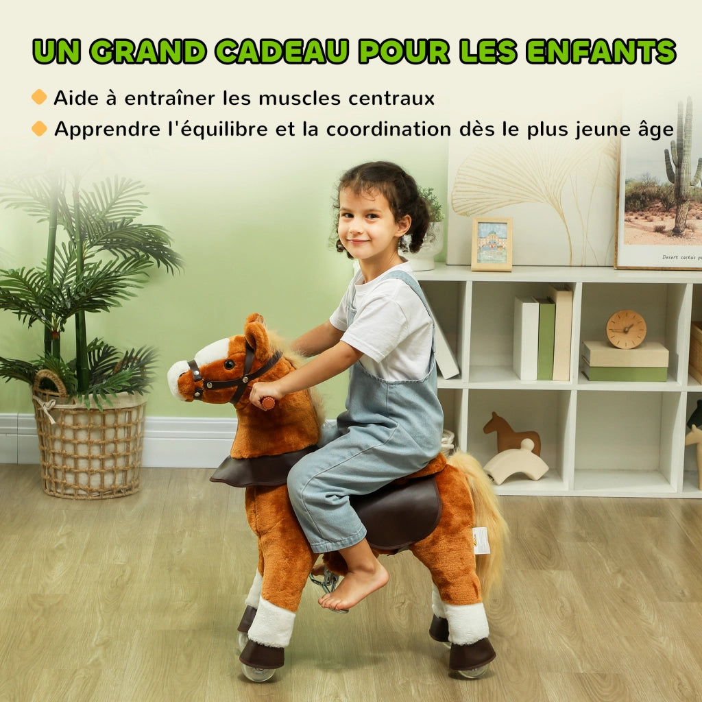 Cavallo a Dondolo con Ruote per Bambini ¨C zephmum ¨C Marrone 70x28x70 cm