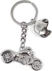 Accessorio per chiavi - Motore argentato con elmetto - Carrello accessori - Motociclisti