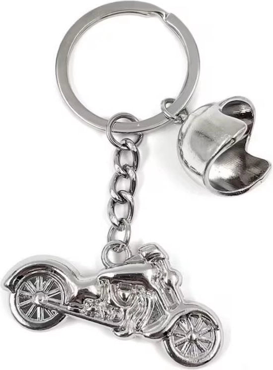 Accessorio per chiavi - Motore argentato con elmetto - Carrello accessori - Motociclisti