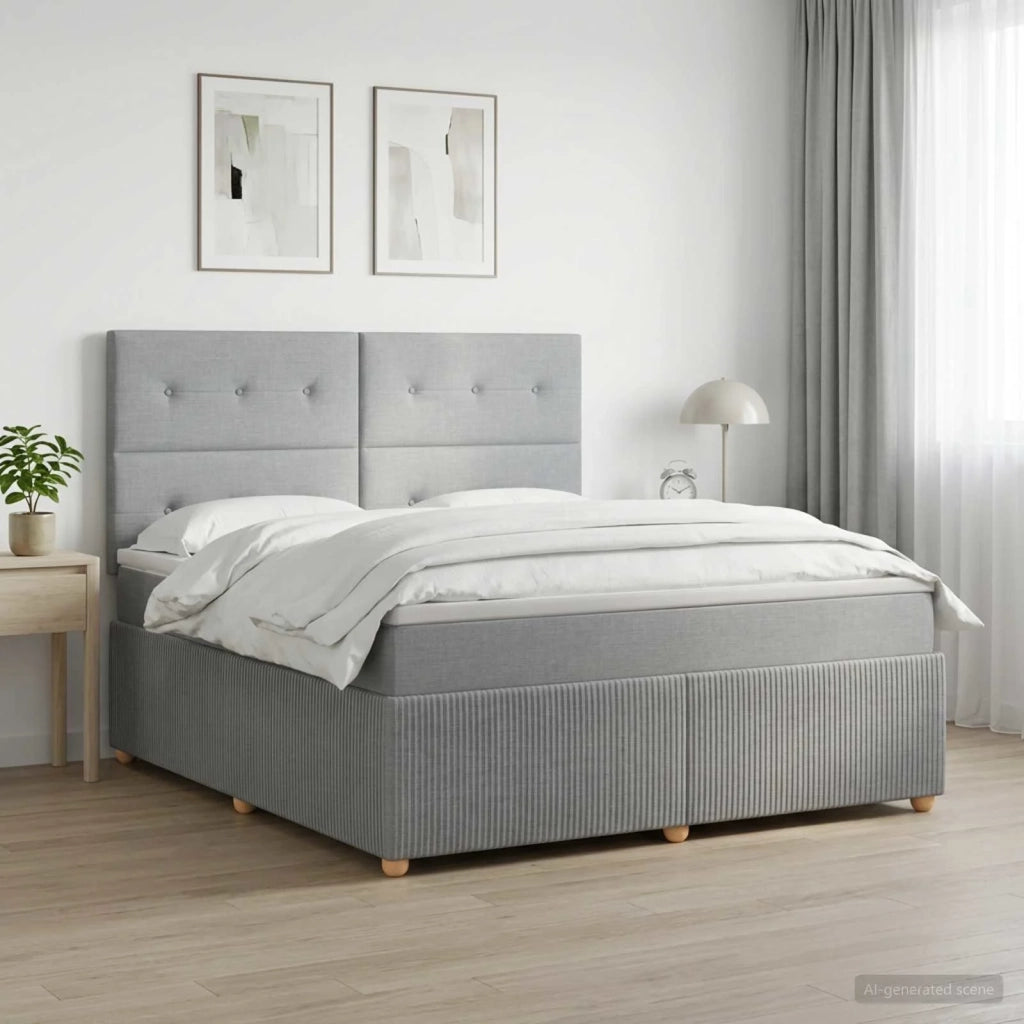 Letto Box Spring LED con Materasso Grigio Chiaro 160 x 200 cm 3455895