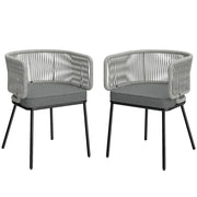 Poltrona da Giardino in Polyrattan con Cuscini ¨C Zephmum ¨C 46x58x72 cm Grigio Chiaro