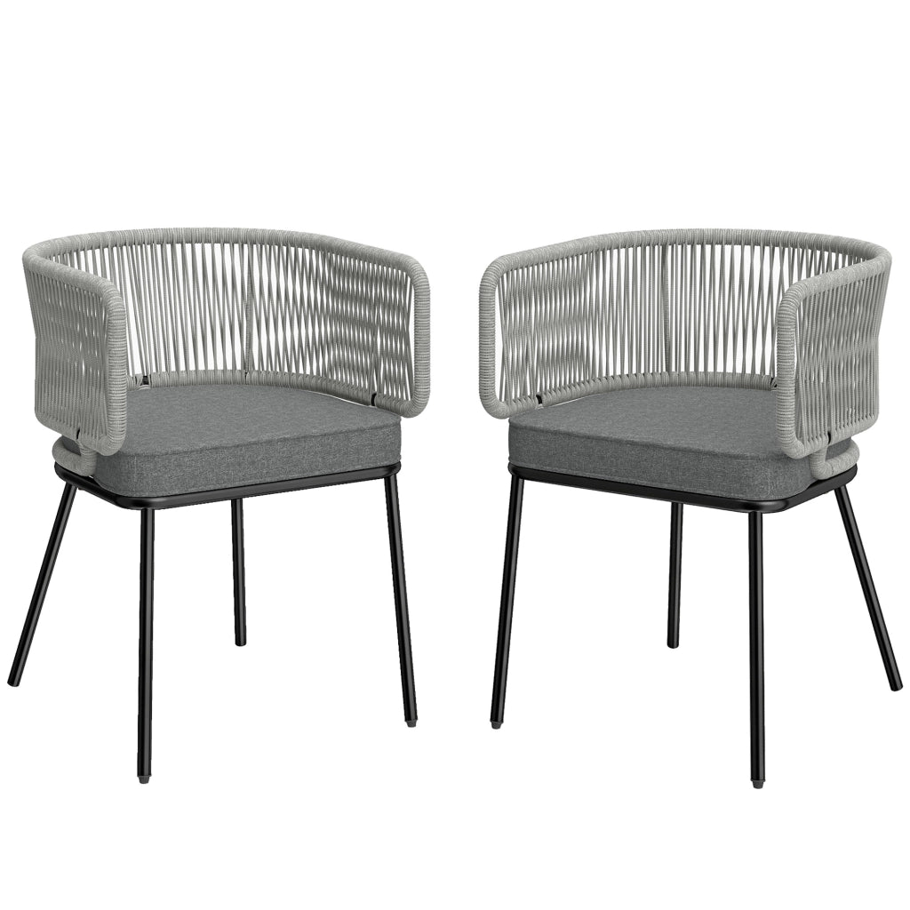 Poltrona da Giardino in Polyrattan con Cuscini ¨C Zephmum ¨C 46x58x72 cm Grigio Chiaro