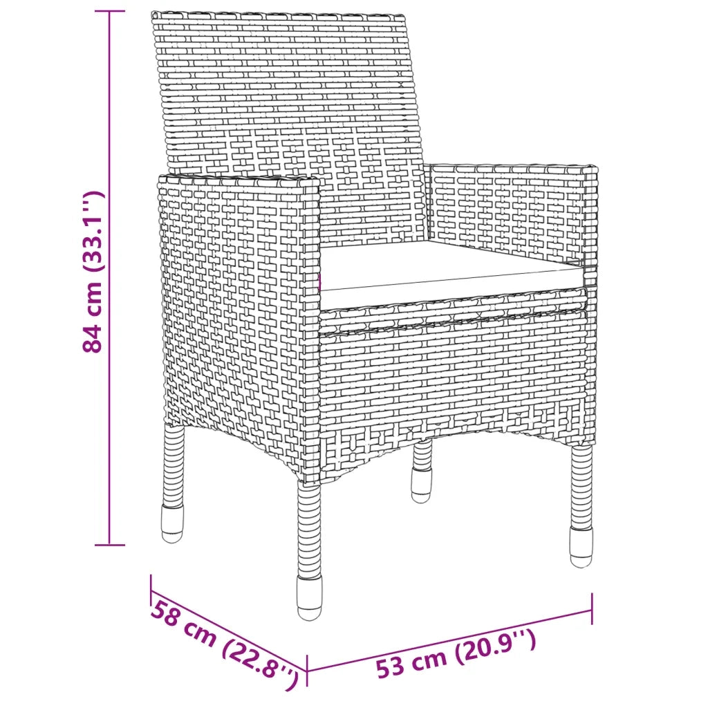 Set Mobili da Pranzo per Giardino 3 pz | Set Salotto da Giardino in Polyrattan Beige