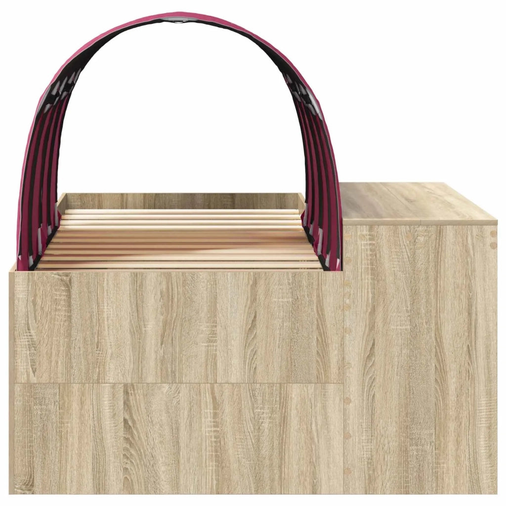Letto con Tunnel 3 pz Rovere Sonoma e Rosso Legno multistrato 3423651