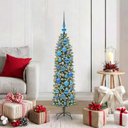 Albero di Natale Artificiale Sottile Verde e Bianco 120 cm 3395276