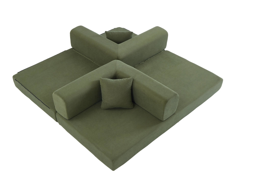 Divano Letto Pieghevole con Cuscino ¨C Xylo ¨C Verde, Velluto a Coste