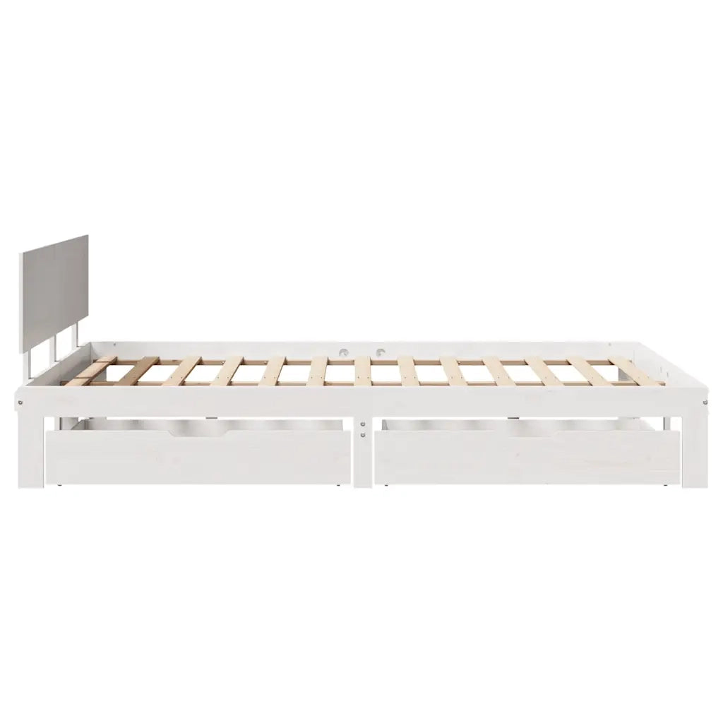Giroletto con Cassetti Bianco 120x200 cm Legno Massello di Pino
