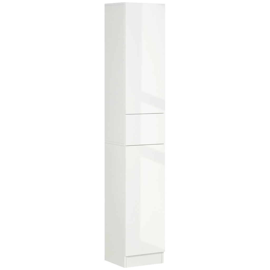 EasyComfort Colonna Bagno con Cassetto e 2 Armadietti Bianco Lucido, 30x28x170cm