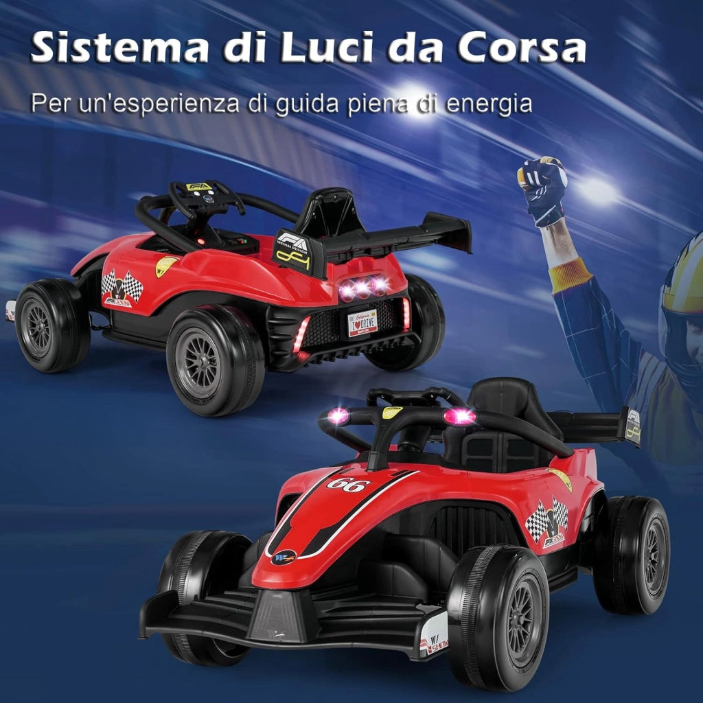 Macchina Elettrica per Bambini, Veicolo elettrico 12V con Telecomando e Batteria Ricaricabile, Musica e Luci LED, Velocità 2-5km/h, per Bambini da 3-7 Anni (Rosso)
