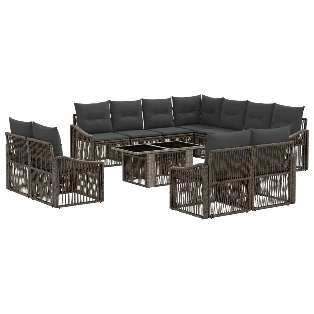 Set Divano da Giardino 12 pz Grigio e Grigio Scuro polyrattan 3437330
