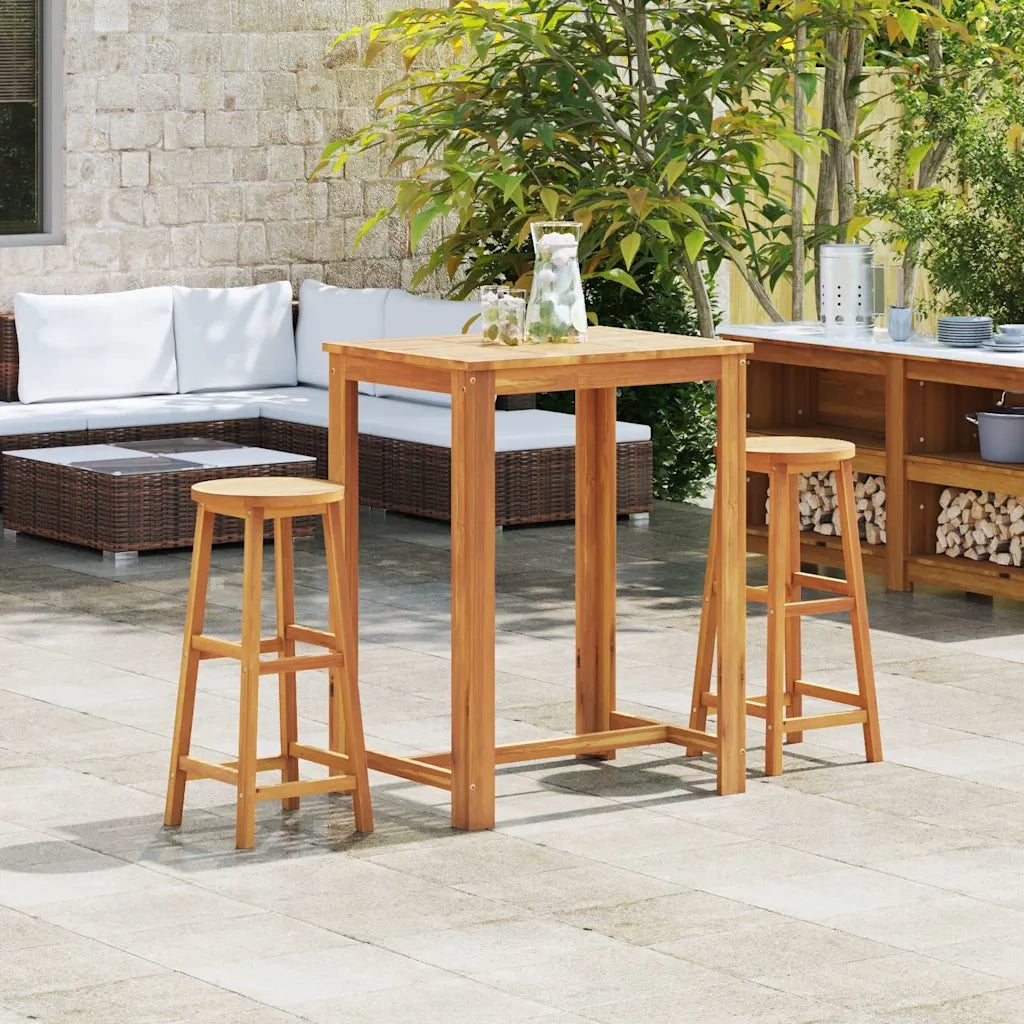 Sgabelli da Bar 2 pz in Legno Massello di Acacia