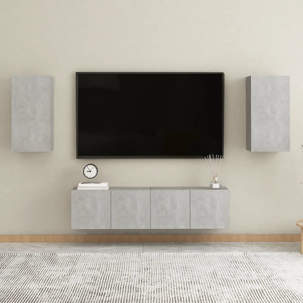 Set Mobili TV 4 pz Grigio Cemento in Truciolato  cod mxl 26966