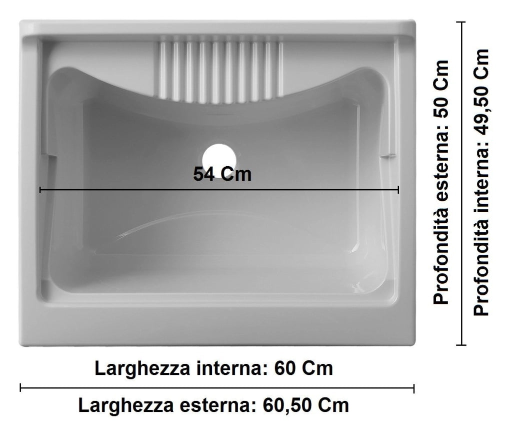 Negrari 9002K - Lavatoio Lavapanni con Mobile in PVC, Bianco satinato, 60 x 50 x 85 cm