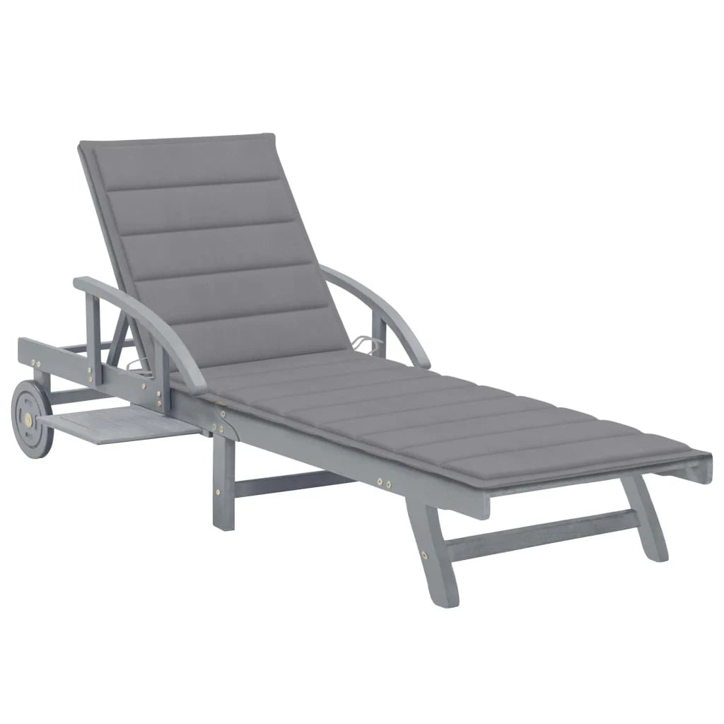 Lettino prendisole sedia a sdraio lettino prendisole letto da giardino mobili da esterno per patio con cuscino legno massello di acacia 02_0012406