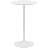 Tavolo da Bar Rotondo, Tavolo Bistrò, Tavolo da Cucina, Stile Contemporaneo, Piano Dipinto e Struttura in Acciaio, Bianco