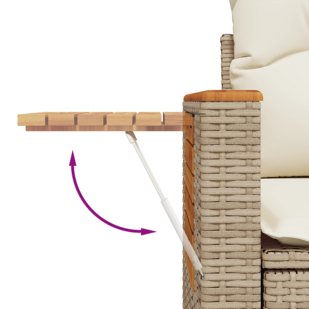 Set di divano da giardino 11 pezzi con cuscini Beige Polyrattan Acacia