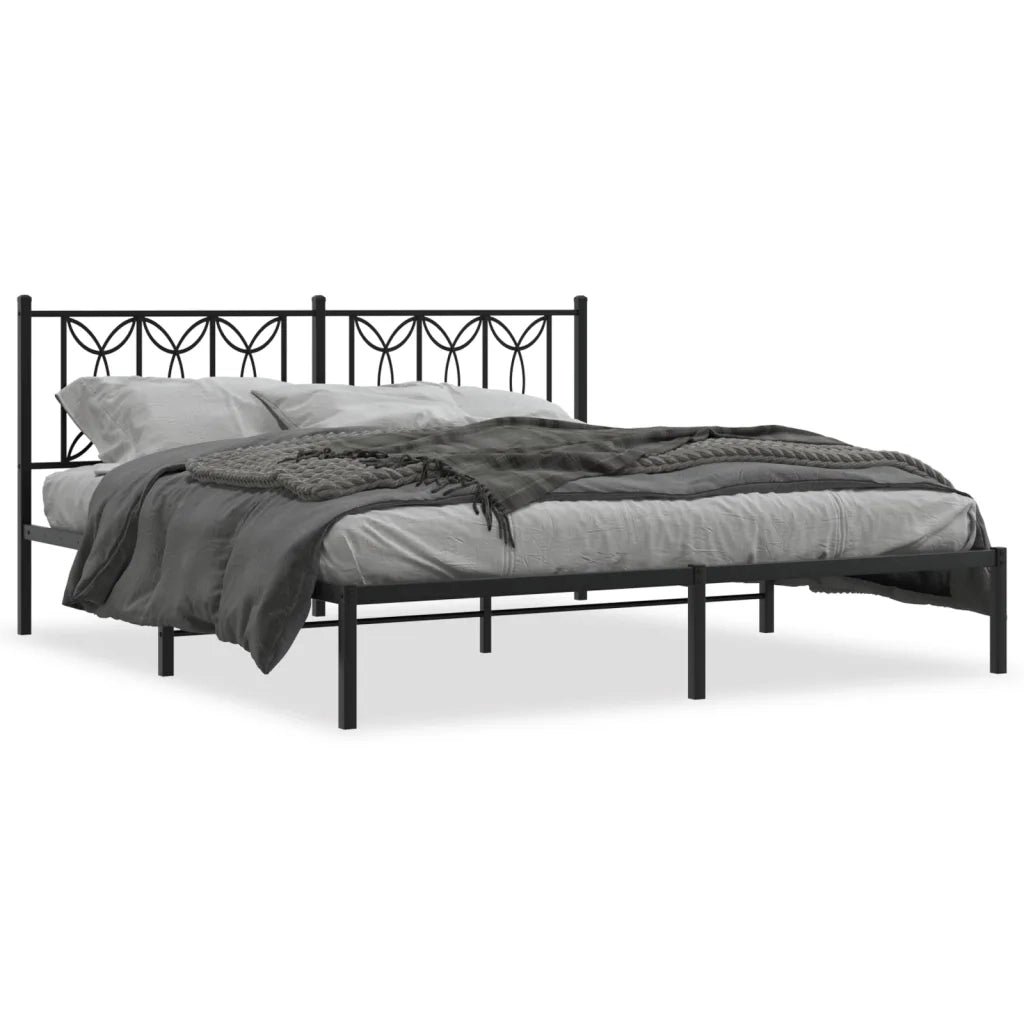 Giroletto con Testiera-Struttura Letto con testiera in Metallo Nero 183x213 cm 594653