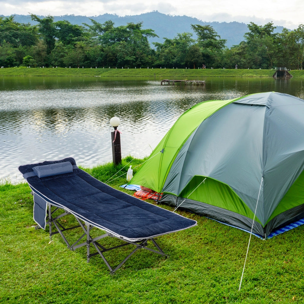 Letto da campo pieghevole con cuscino ¨C zephmum ¨C 188x64.5x53 cm blu scuro