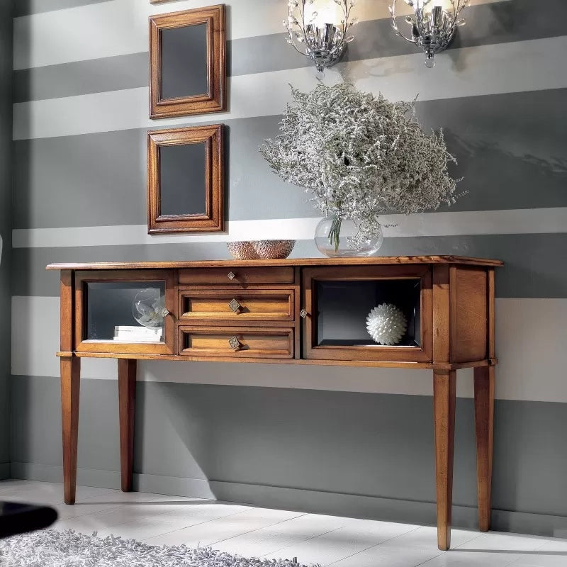 Consolle classica 3 cassetti 2 porte legno bassano 140x40x80 - Mobili 2G