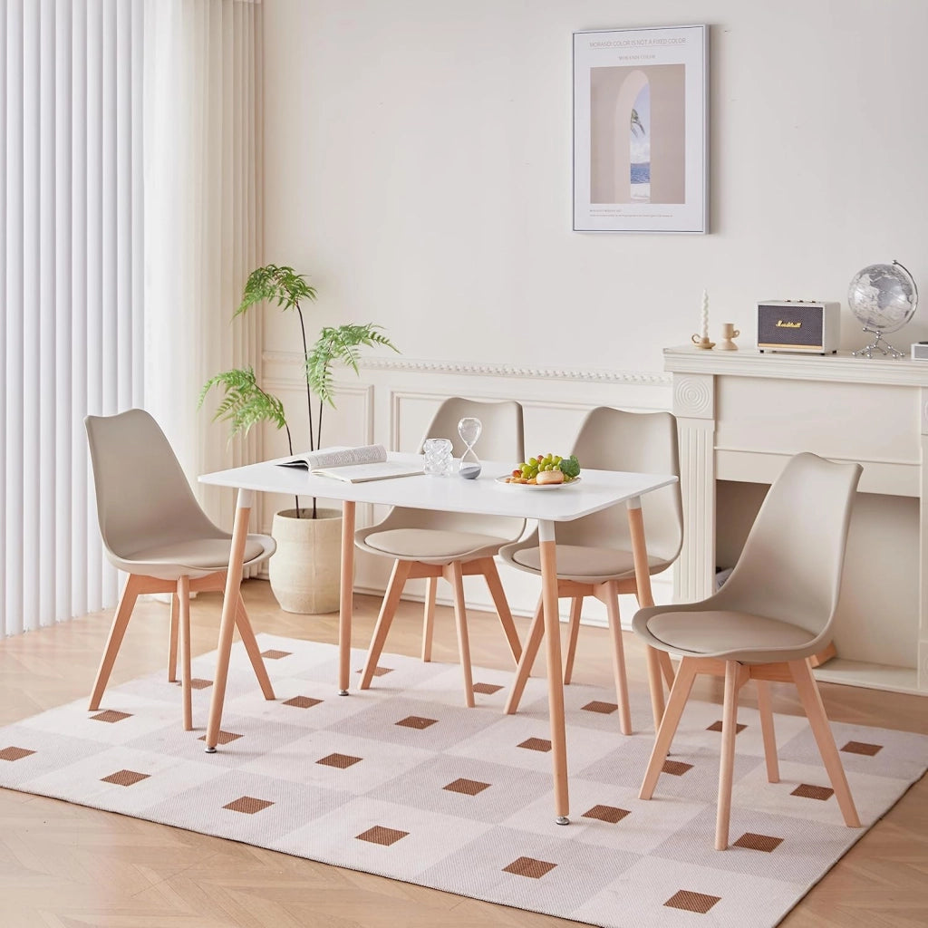GrandCA HOME Tavolo da Pranzo e 6 Sedie da Pranzo Set da Sala da Pranzo Moderno, Tavolo da Cucina Rettangolare Struttura di Giunzione Sedie da Scrivania e da Cucina (6 sedie beige+1 tavolo)